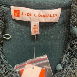 NWT Jude Connally Emerald Green Sequin Delia Tunic Dress / Medium